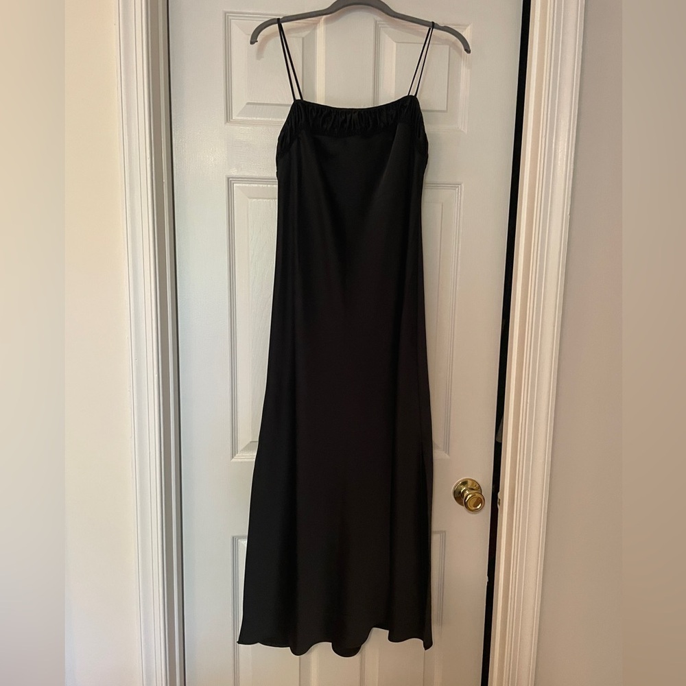 NWT anthropologie satin dress black size S
